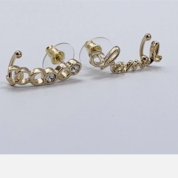 Authentic CHANEL Coco Chanel logo earrings with gold hardware Brand New - Picture 7 of 10